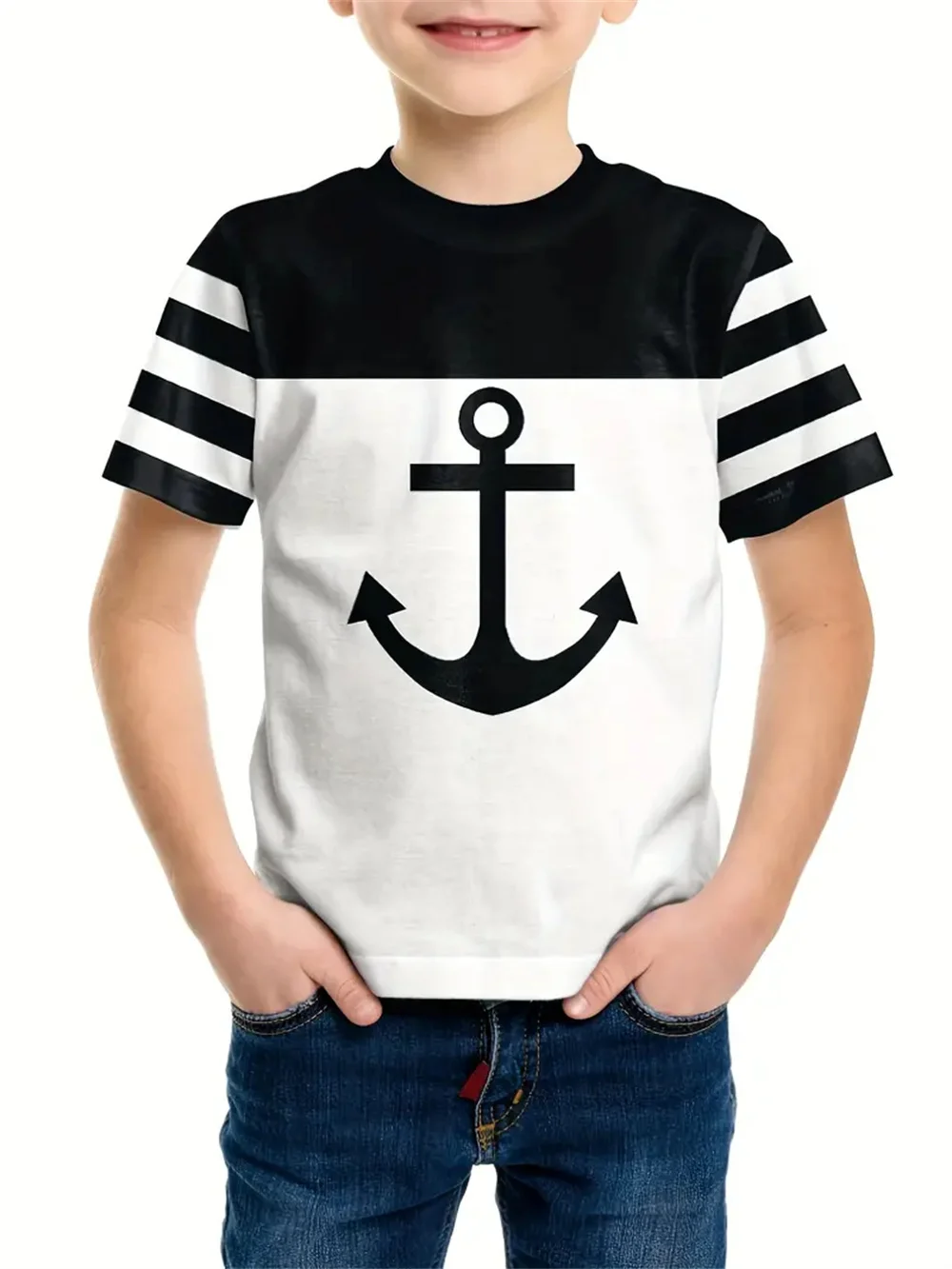 Retro Fishhook Flag 3d Print Top Tee Shirt Kids Boys Clothes Short Sleeve Casual Children's Clothing Fashion T Shirt