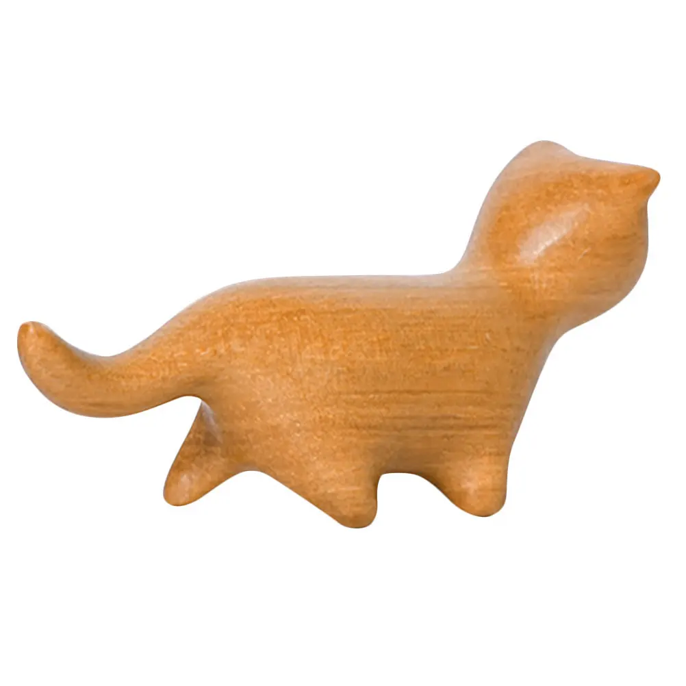 

Small Hand Carved Wooden Sandalwood Cat Sculpture Desktop Ornament for Home Office Home Cat Desktop Ornament