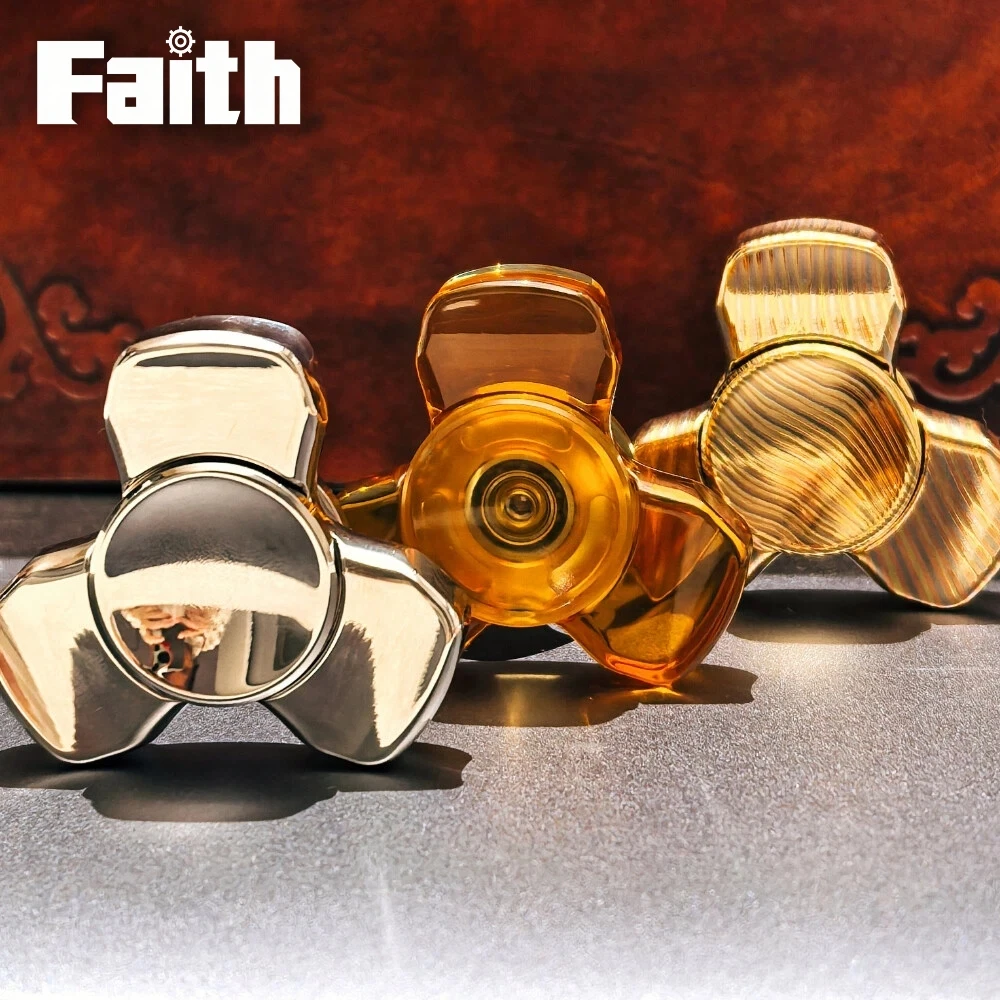 

Фиджет-спиннер Faith EDC Streamline-Max из нержавеющей стали PEI с эффектом мокумэ, трехлопастной, для снятия стресса