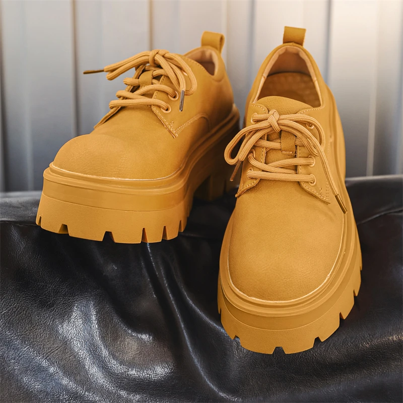 European  American Couple Trend New Height Increasing Derby Shoes Big Head Casual Commuting High-end Feeling Business Wear Shoes