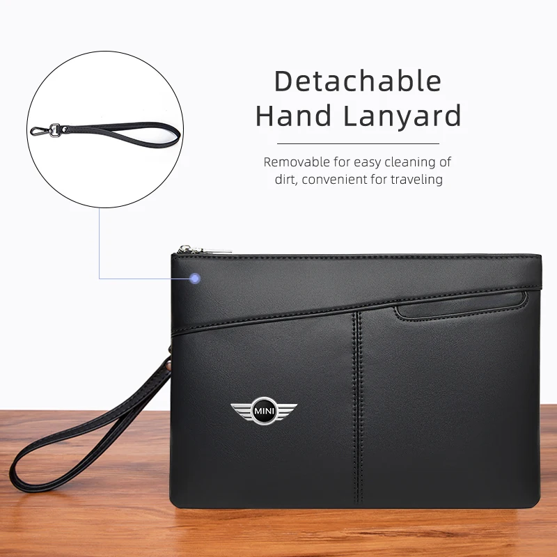 Car Logo Hand Bag Men Leather Zipper Business Wallet Card Holder For MINI Cooper One JCW R56 R55 R57 R58 R59 R60 F55 F56 Clubman