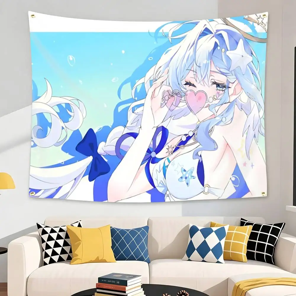 R-Robin-Summeretto Game HSR Flag Tapestry Banner for Bedroom Living Room Outdoor Camping Custom Supported