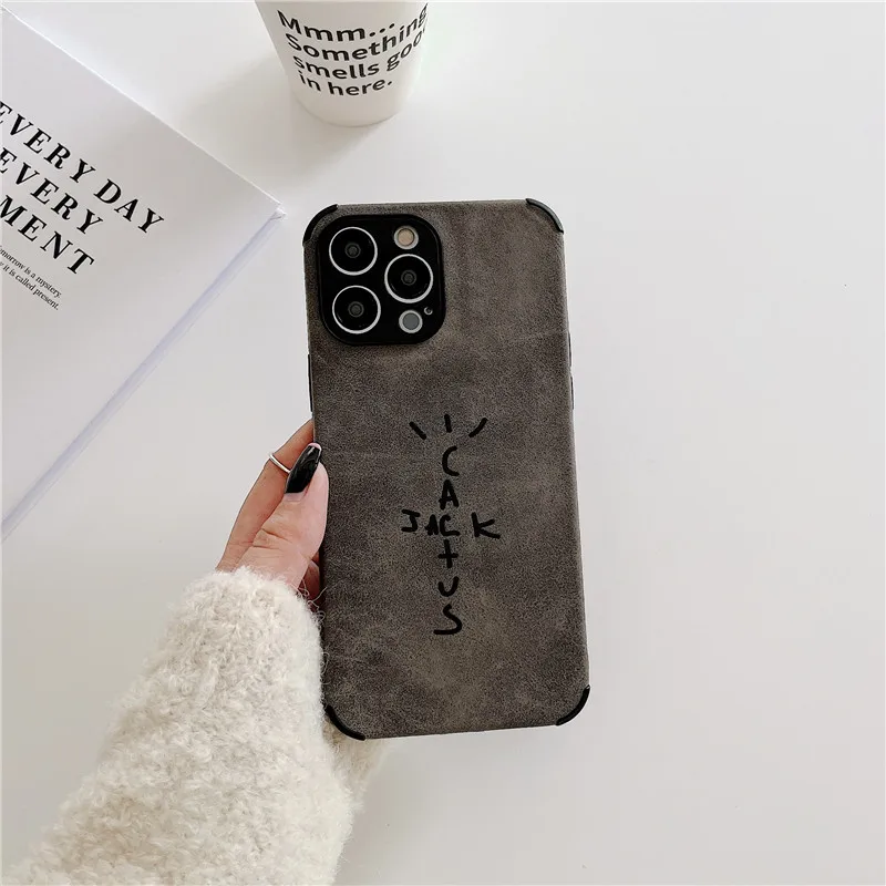 Luxury Turn fur Travis scot  leather Silicone border case for iphone 16 Pro 13 12 11 Pro Max 14 15 Japan street fashion cover