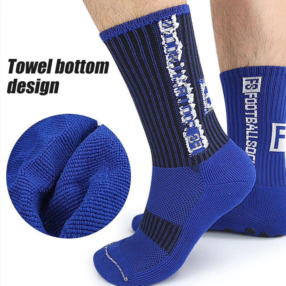 1 Pair Soccer Socks with Grip Pads Non Slip Football Basketball Sports Socks for Men Women