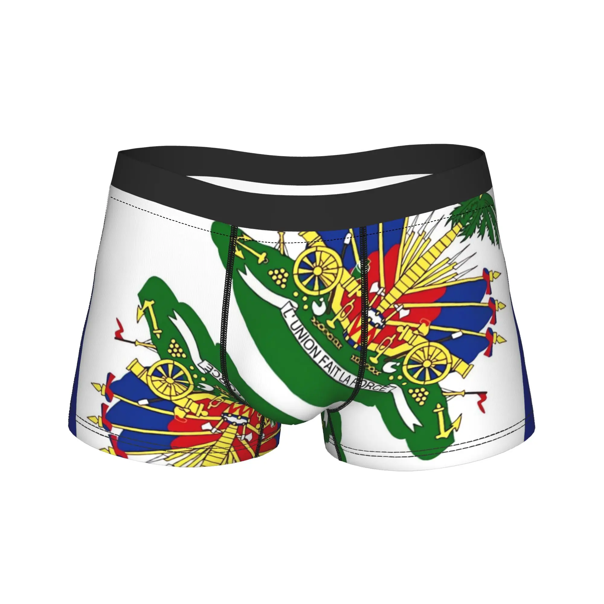 Haiti National Coat Of Arms Flag Boxer Brief  Underwear High Quality Men's Elastic Boxer Shorts Custom DIY Plus Size Underpants