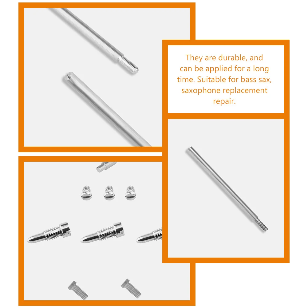 

1Set Upper Bass Sax Repair Kit Threaded Rods Screws Tapered Nail Metal Instrument Repair Parts Saxophone Threaded Rods