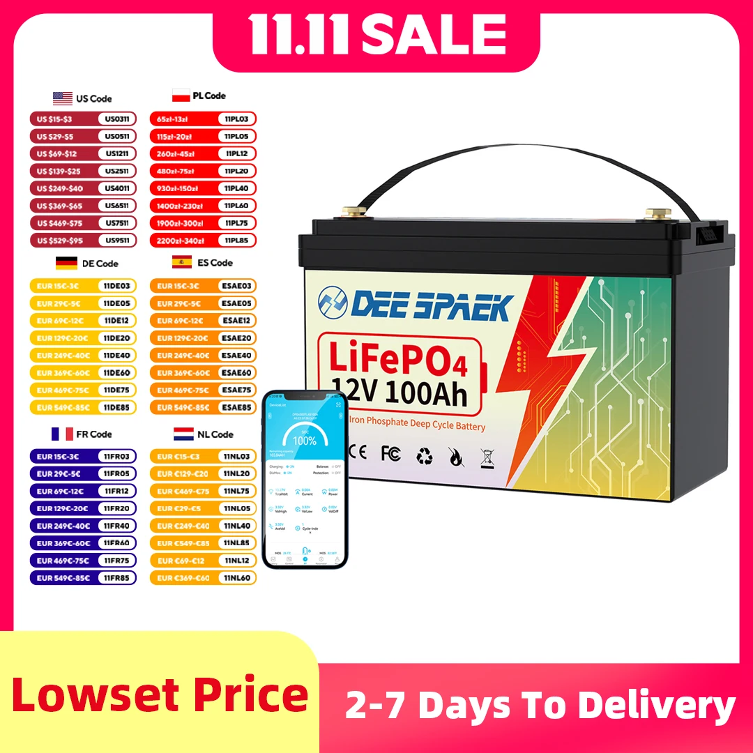 12V 100Ah Lifepo4 Lithium Battery 100A BMS for RV Solar Marine Trolling Motor Backup Power Group 31 Deep Cycle Lithium Batteries