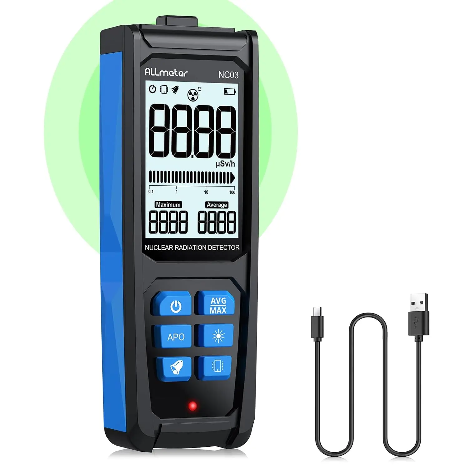 كاشف الإشعاع النووي لعداد Geiger - مقياس جرعات أنبوب GM من الدرجة الاحترافية مع بطارية قابلة لإعادة الشحن USB-C وتنبيه ثلاثي #1