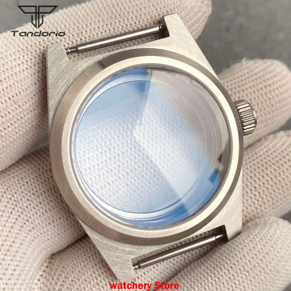 Tandorio New 38mm Brushed Diving Men Watch Case Sapphire Glass 20ATM fit NH35 NH36 NH38 ETA2824 Automatic Movement Watch Parts view 2