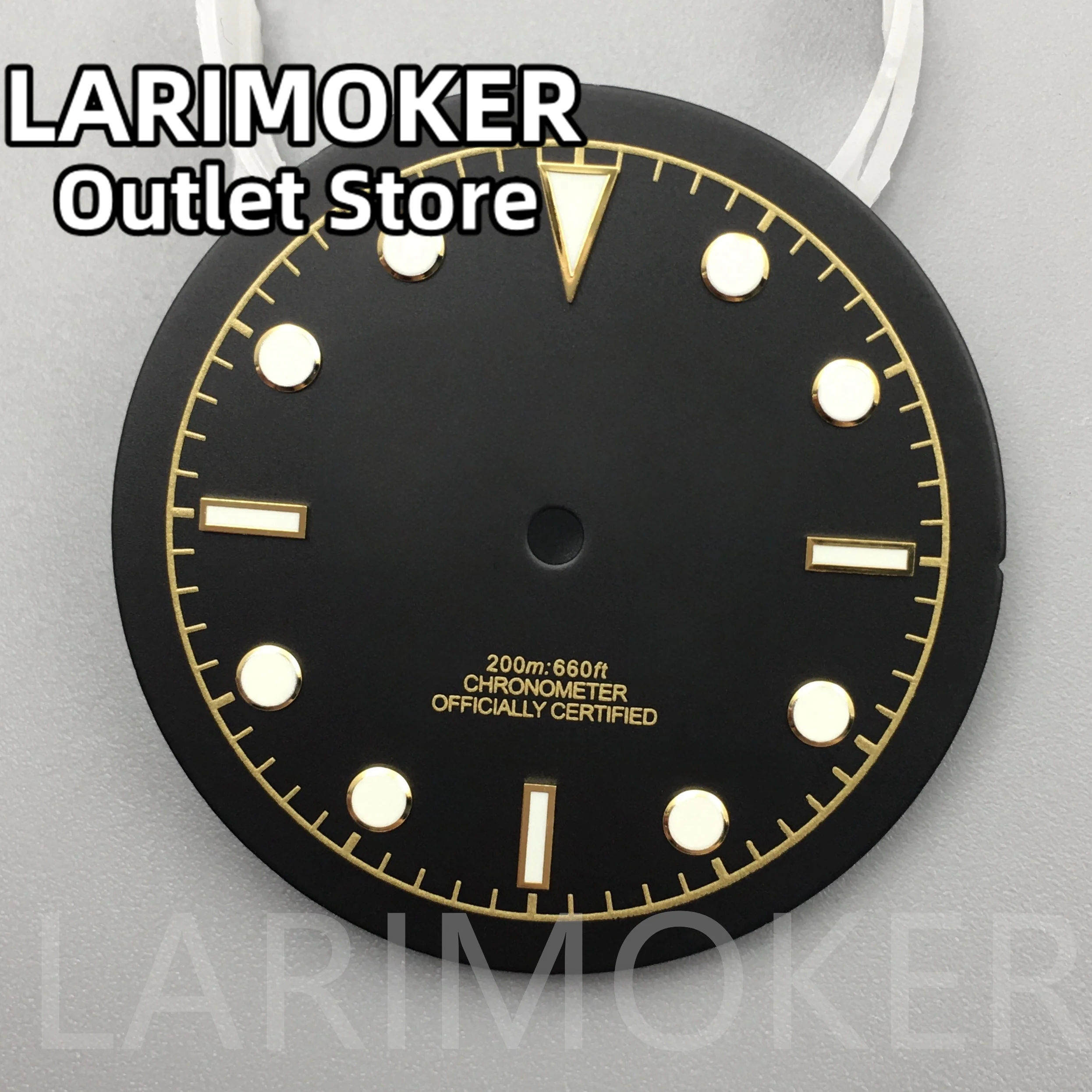 LARIMOKER 33.5mm Black Green Blue Dial with Pointer Green Lume Suitable for NH35 NH36 ETA 2824 Miyota PT5000 Movement