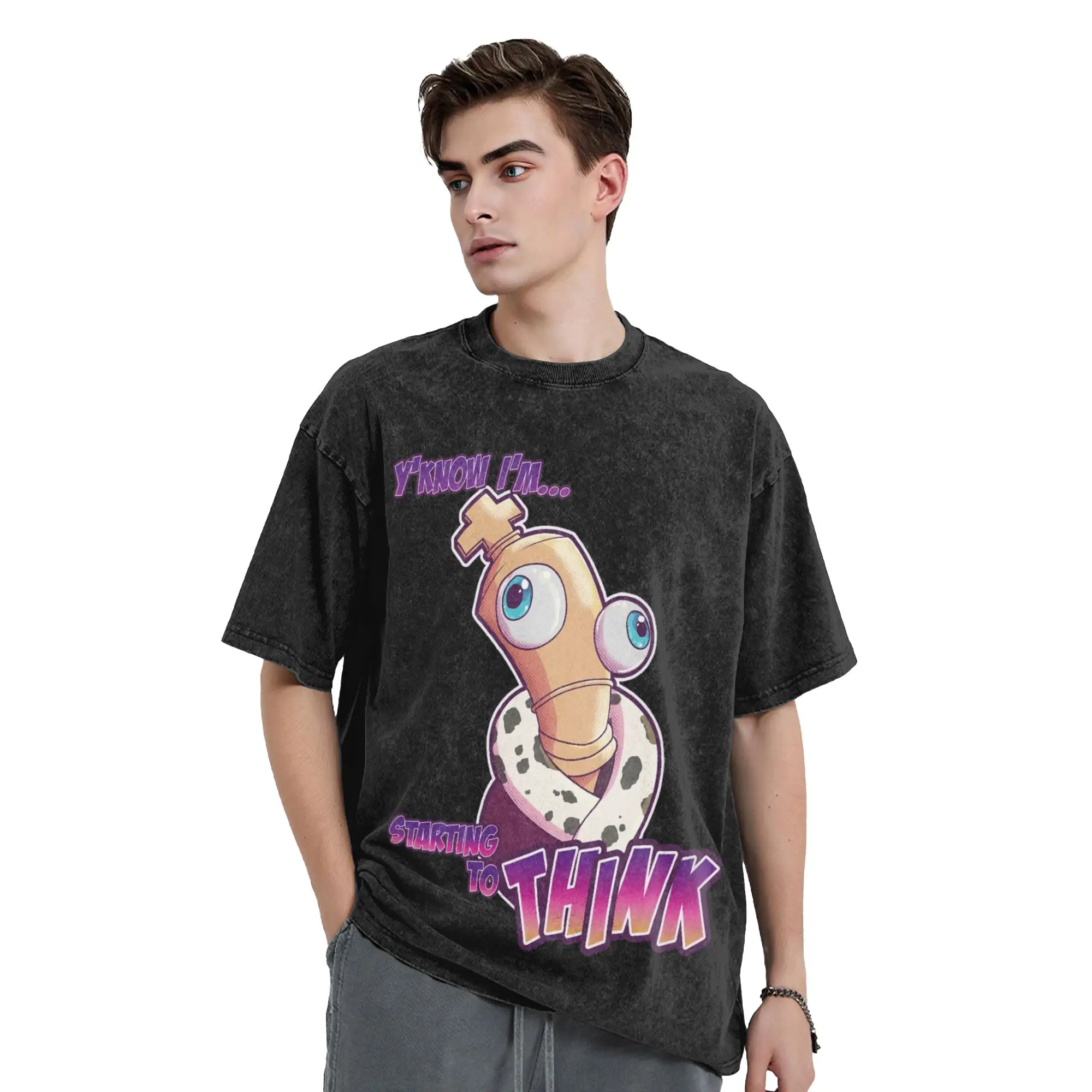 Cartoon Digitals Circus Kinger is Thinking Washed T Shirts Streetwear Fashion T-Shirts  Tees for Men Women 100% Cotton Summer