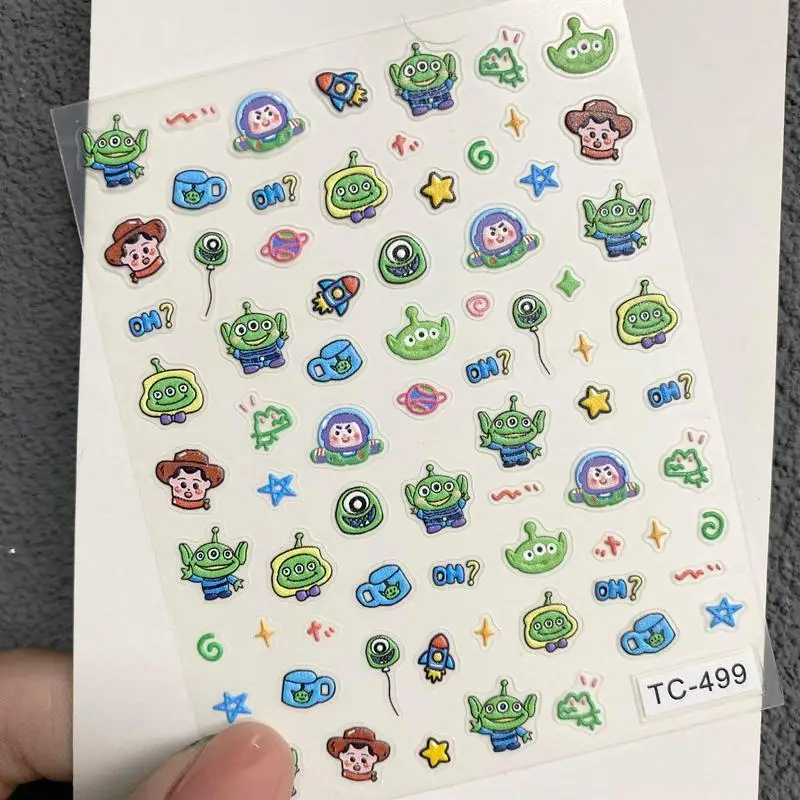 Nuevo Disney Alien Buzz Lightyear Woody periférico de animé creativo dibujos animados lindo en relieve DIY cuaderno decoración de uñas pegatina