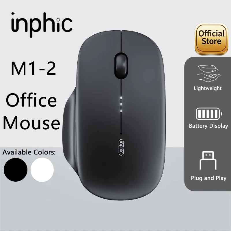Inphic M1-2 Wireless Bluetooth Mouse Rechargeable Office Silent Mouse with Power Display Suitable for Notebooks and Tablets