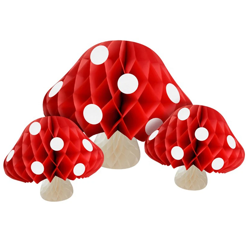 New Mushroom Honeycomb Ball Wedding Party Scene Decoration Ornament Paper Flower Ball Happy Birthday Party Decor Kids Adults