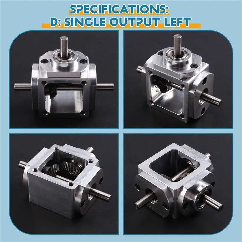 2X Gearbox 90 Degree Right Angle Bevel Gear-Box With Mounting Hole 1:1 Shaft 1 Module 20 Teeth Bevel Gear A-A21R