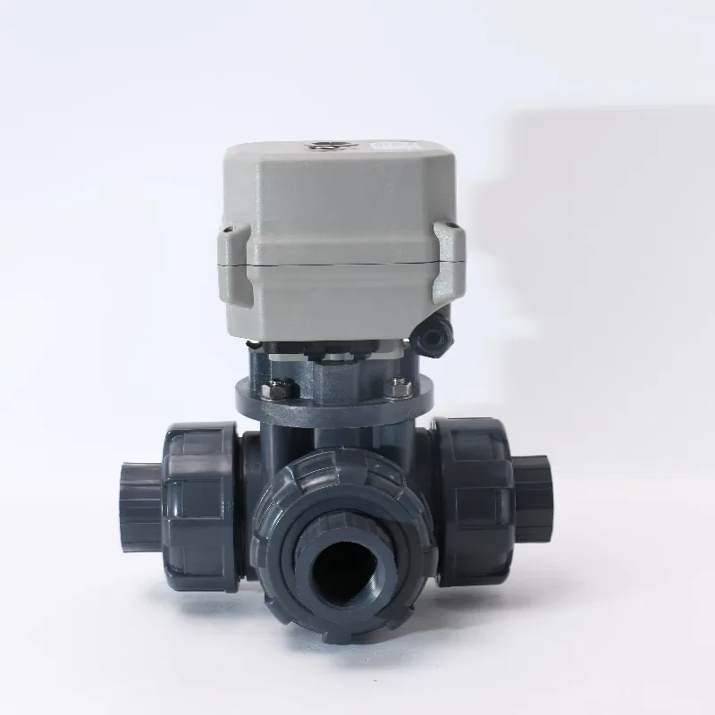 DC12-24V 3/4 Inch 3-way UPVC Motorized Valve with F03/F04 Connect Actuator