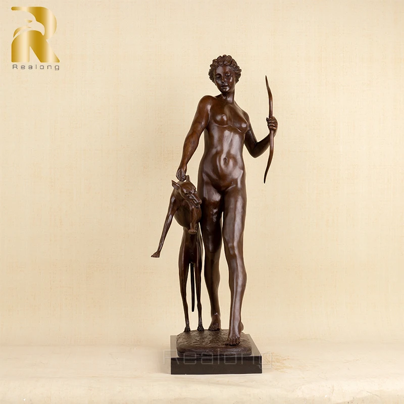 

80cm Bronze Greek Mythology Goddess Diana Artemis Sculpture Bronze Goddess of The Hunt Diana Statue Home Decor Large Ornament