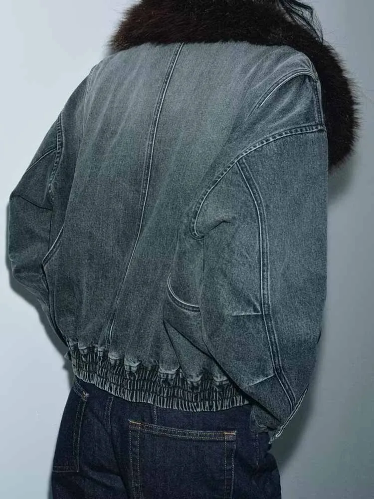 Zimowe nowości w stylu europejskim i amerykańskim, modna odzież damska, stylowy design, luźny krój, uniwersalna kurtka jeansowa.