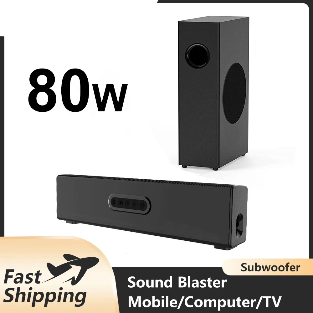 Bluetooth Speaker 80W TV Soundbar Wired&Wireless Soundbar  Home Theater Sound System 3D Stereo Subwoofers Speaker