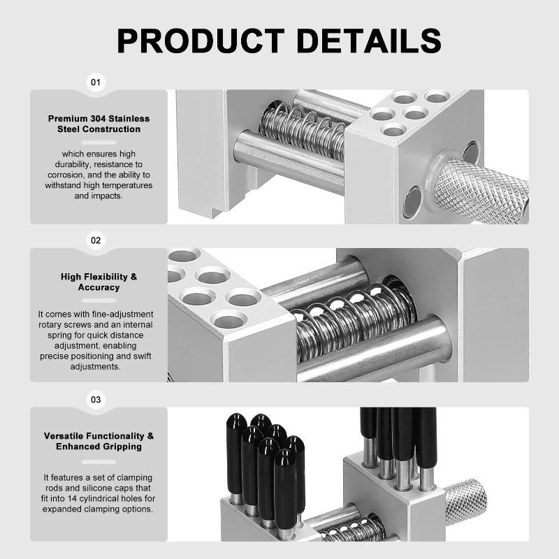 T004 304 Stainless Steel Bench Vise - Multi-Function Clamp Fixture for Model Making/Precision Machining & DIY Crafts