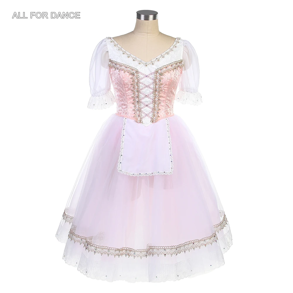 B24023 Customized Short Sleeves Pink Professional Ballet Tutu Girls & Women Performance or Competition Romantic Ballet Tutu