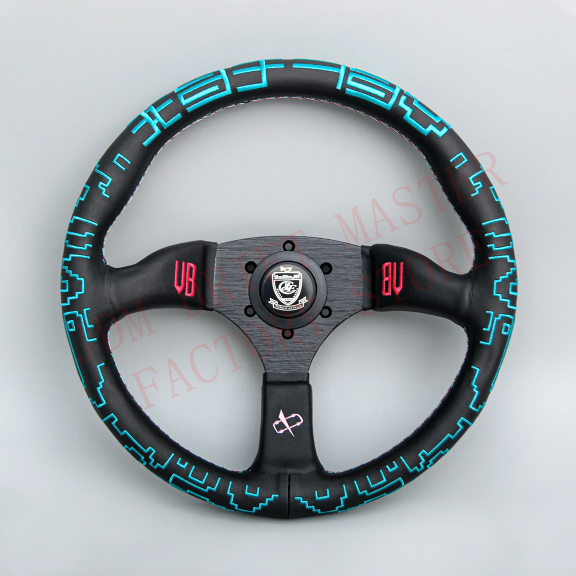 JDM Vertex x BOWZ Collaboration Steering Wheel 350mm Leather Drift Racing Sport Steering Wheel Embroidery