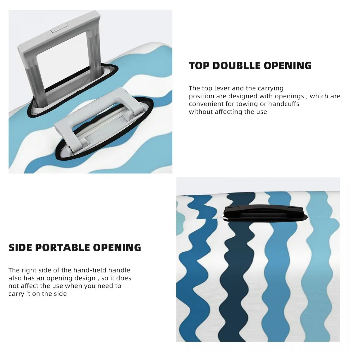 مجردة الأزرق موجة نمط الهدوء المحيط مستوحاة تصميم غطاء حقيبة حماية مرونة رحلة الأمتعة حامي يغطي 18-32 بوصة