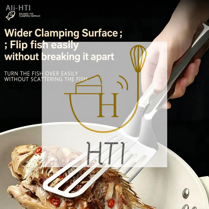 Stainless Steel Serving Tongs Fish Gripper Pizza Clip Grill Tongs Heat Resistant For Steak Frying Salad Kitchen Cooking Tool
