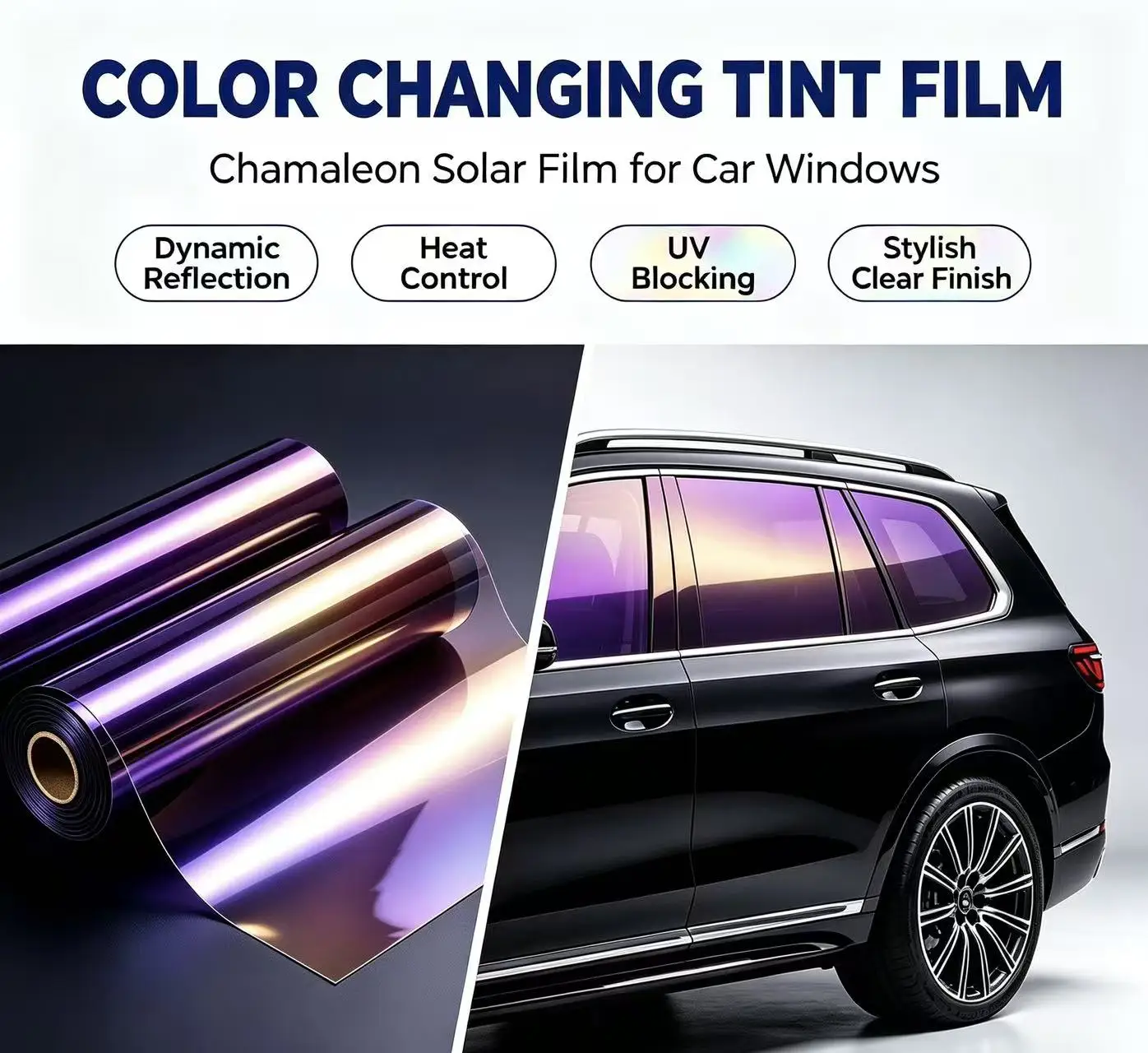 Car Windshield Tint Ghost Rose Chameleon Iridescent Color Shift Window Film Anti UV Decorative Solar Film