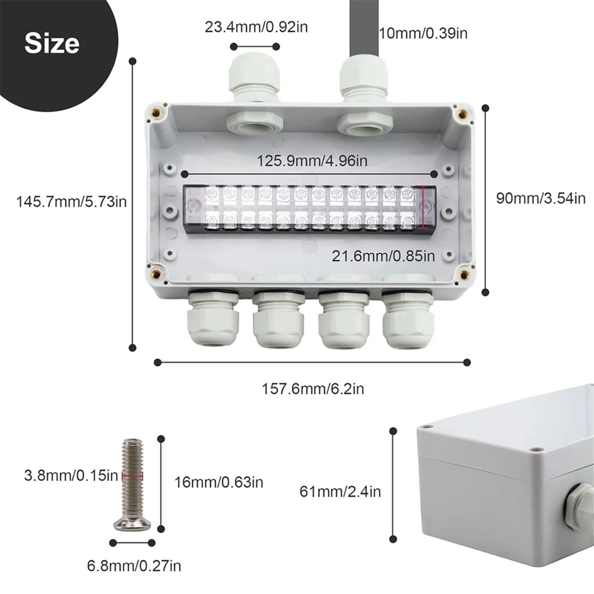 IP66 Waterproof Junction Box 2 in 4 Out Waterproof Electrical Box for Diameter 4-8 mm Wire XT