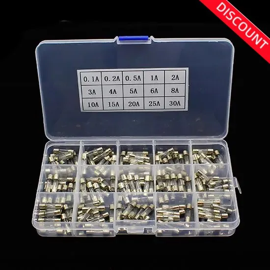 

15Kinds 150pcs 5*20 Fast-blow Glass Tube Fuses Car Glass Tube Fuses Assorted Kit 5X20 with Box fusiveis 0.1A-30A Household Fuses