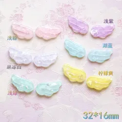 20pcs 32*16mm Jelly Mimic Shells Sequins Baby Angel Wings Charms Resin Feather Parts Kawaii Jewelry Materials Diy Decorations