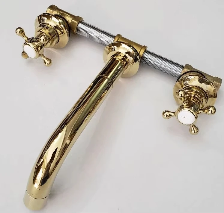 

All Brass Two Handle Basin Mixer Wall Mounted Faucet Tap Touchless Sensor Type 5 Years Warranty 3 Holes Many Colors OEM