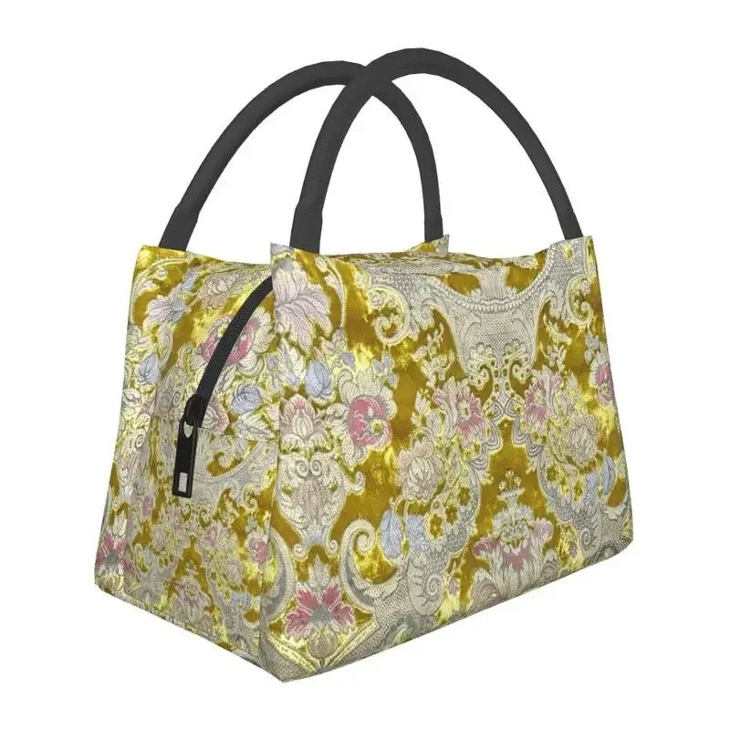 

Baroque Italian Damask Insulated Lunch Bags for Women Waterproof Thermal Cooler Bento Box Office Picnic Travel