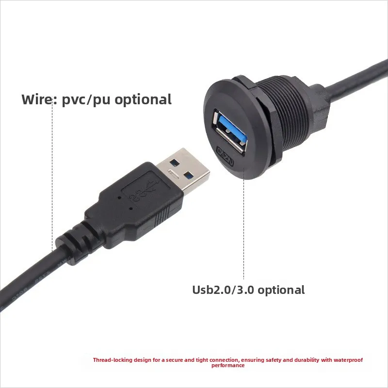 Industrial Waterproof Connector EP Panel Type Installation USB2.03.0 Board Front Double Female Seat To Male and Female Plug