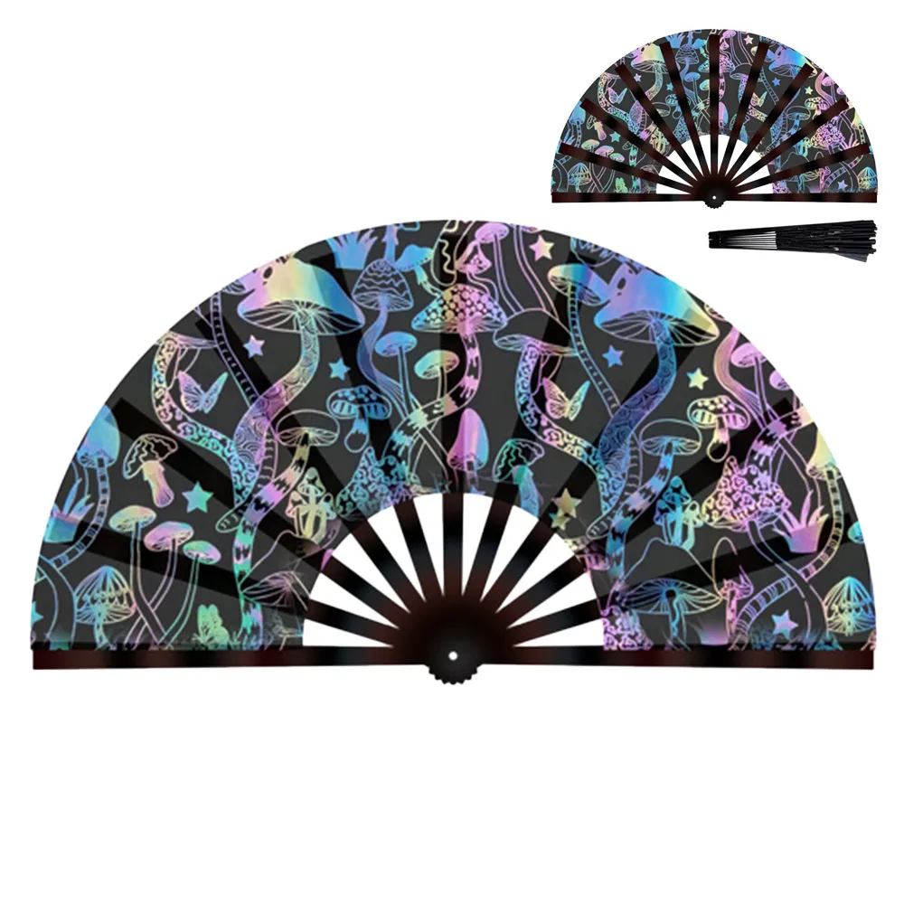 Ten Inch Fluorescent fan UV Glow Lightweight Tai Chi Fan Stage Performance Dance Foldable Kung Fu Folding Fan