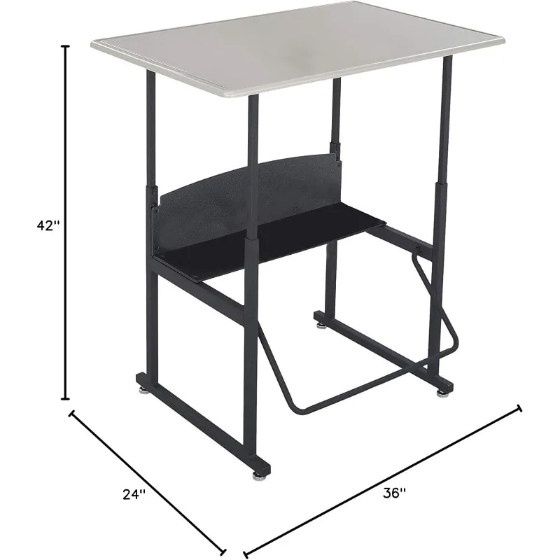 Products AlphaBetter Adjustable-Height Desk, 36" W x 24" D Standard Desktop, Swinging Footrest Bar