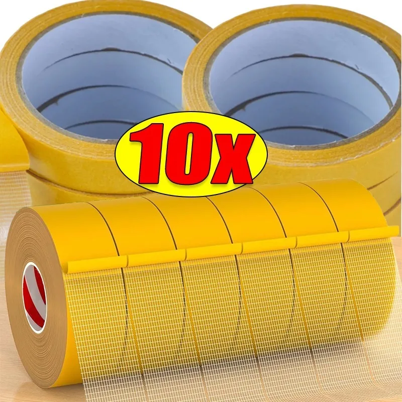 Super Thin Strong Fixation Double Sided Adhesive Tape Heavy Duty Translucent Mesh Waterproof Traceless Powerful Grid Carpet Tape