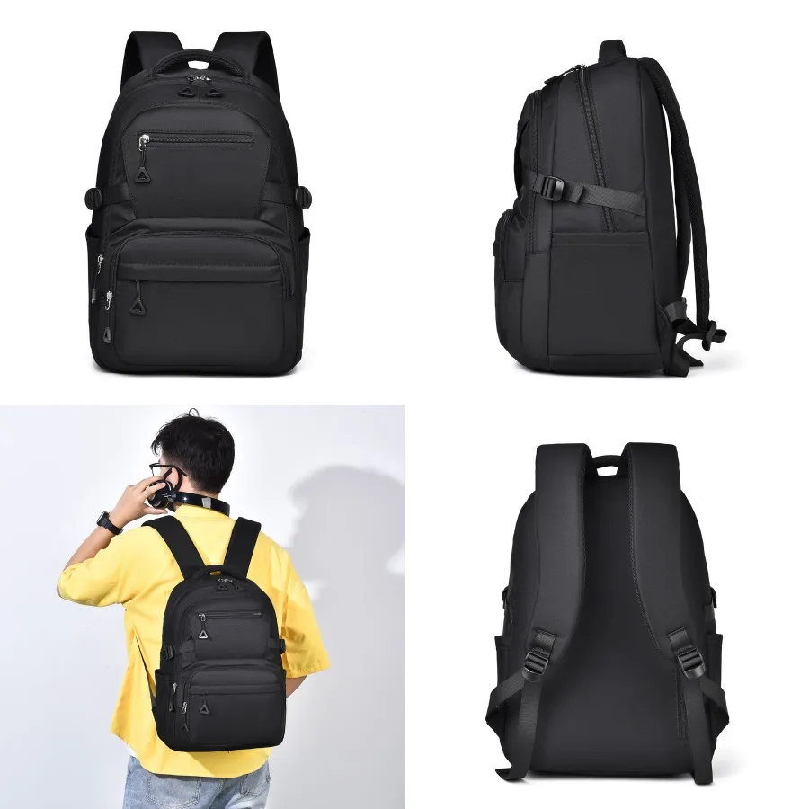 

【New style】Backpack large capacity Korean simple student backpack junior high school college students casual schoolbag double-b