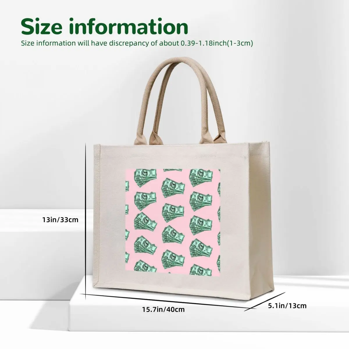 Money pattern Tote Bag Custom bag Gift bag canvas shopping shopping bags foldable