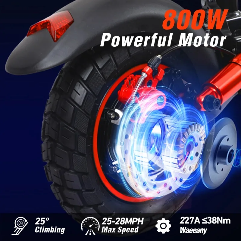 J01 سكوتر كهربائي 800 واط محرك 48V15A بطارية قابلة للطي سكوتر إلكتروني، إطار 10 بوصة مع مقعد الكبار الركاب EScooters