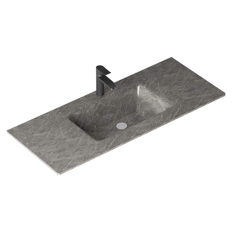 Modern hot curved all-in-one white slate rectangular bathroom sink countertops, easy to clean in the hotel