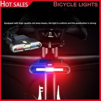 Bicycle Rear Light Tri Color Taillights USB Solar Dual Charging COB Explosion Flashing Night Warning Light Bike Accessories