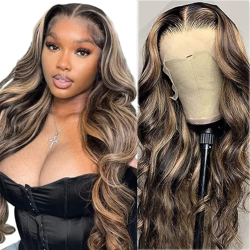 European and American style women's long wig with middle parting and straight bangs, fashionable and elegant, large wavy long cu