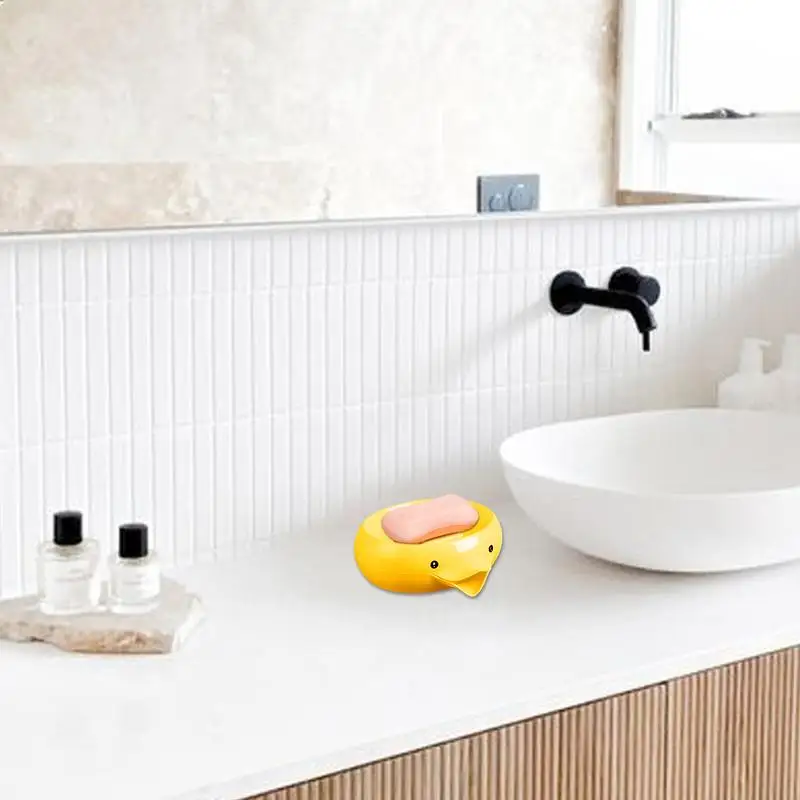 Cute Duck Shaped Bar Soap Holder Water Drainage Soap Box Dish Self Draining Soap Holder Shampoo Bar Holder Bathroom Accessories