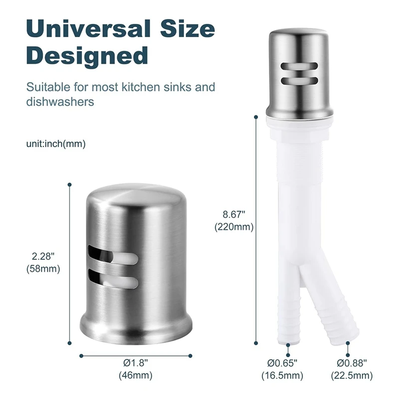 ABDJ-식기 세척기 공기 갭 커버, 주방 싱크대 용 식기 세척기 공기 갭 캡, 솔리드 브래스 식기 세척기 오버플로 벤트 캡 키트