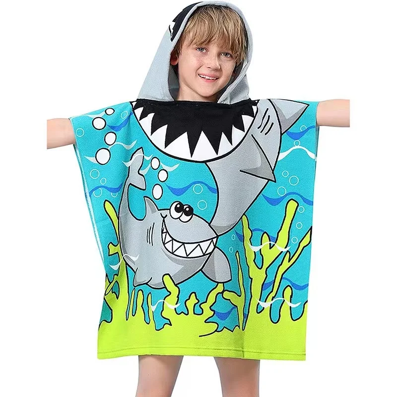 Children\'s 60x120cm Microfiber Bathrobe Cartoon Hooded Absorbent Quick-drying Bathrobe Family Beach Bathrobe