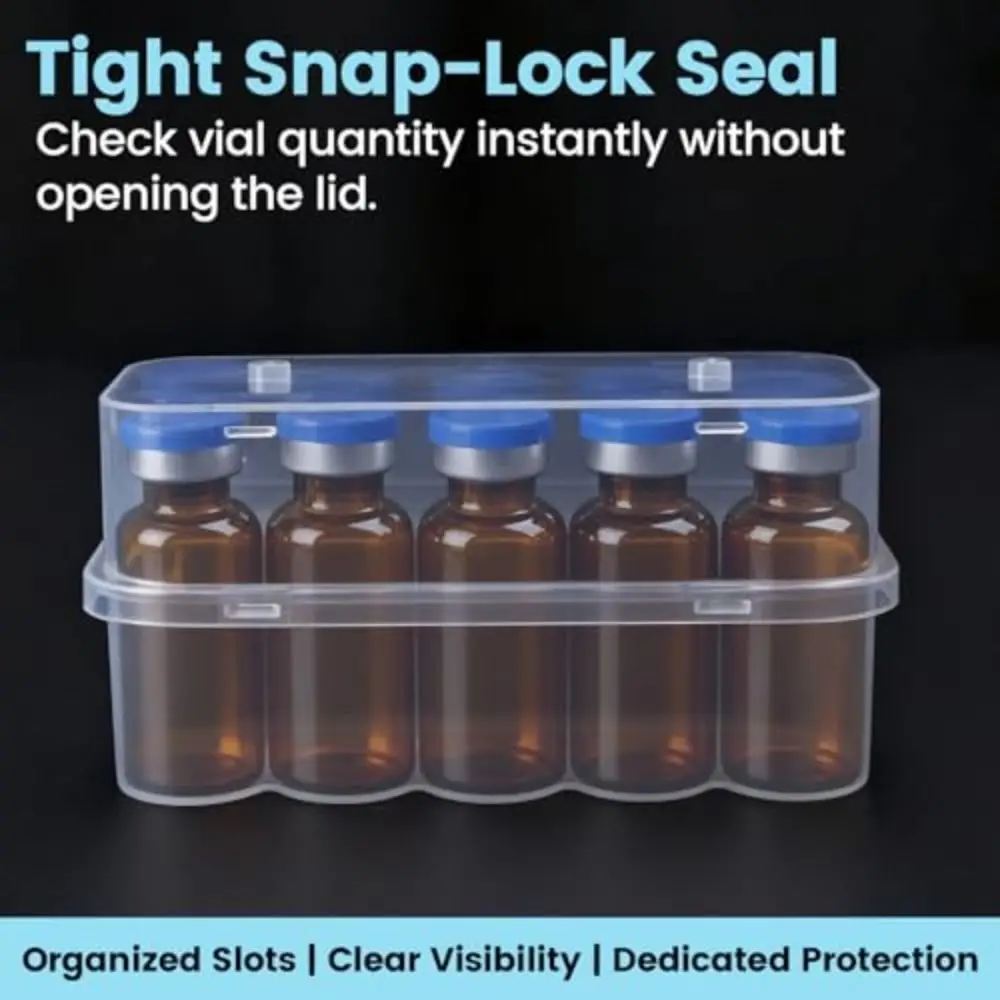 3ML/10mL 10-Slot Vial Storage Case Stackable Plastic Microtube Storage Box Clear Freezer Tube Box Diabetic Supplies