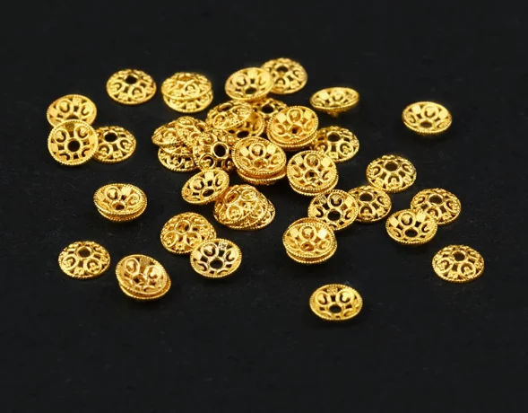 18k gold flower spacers 4mm karat gols stopers for diy jewelry