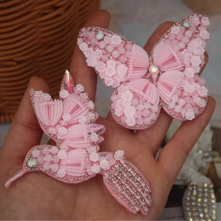High-end hand-stitched sequins butterflies, four-leaf rainbow butterflies, clothing decoration,DIY accessories
